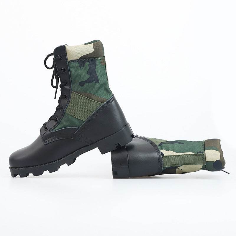 Non-slip Wear-resistant Camouflage Desert Outdoor Hiking Military Boots Combat Men's High-top Combat Boots - Mubimart