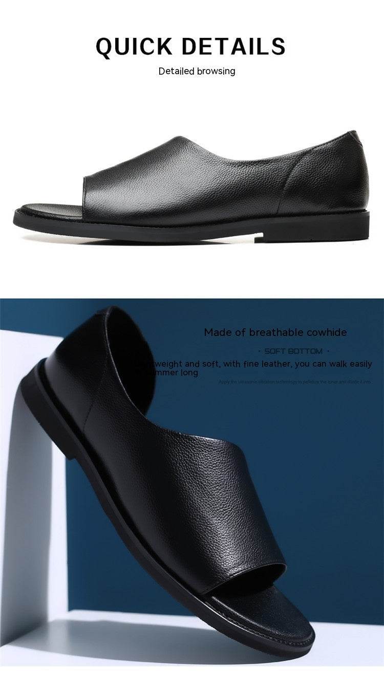 Men's Outdoor Wear Leather Sandals - Mubimart