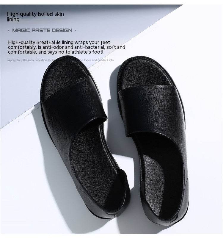 Men's Outdoor Wear Leather Sandals - Mubimart