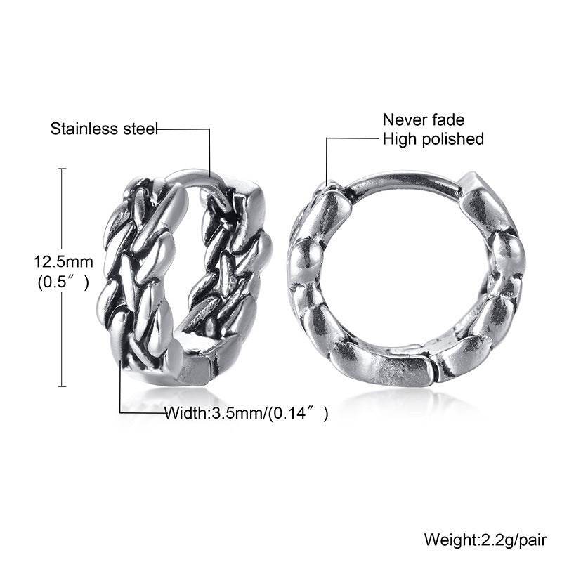 Titanium Steel Earrings Retro Men - Mubimart