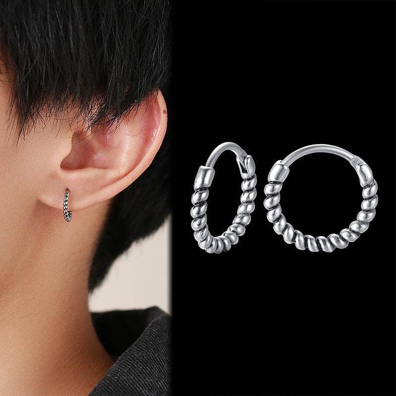 Titanium Steel Earrings Retro Men - Mubimart