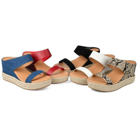 Fashionable Artificial PU Wedge Heel Women Sandals - Mubimart