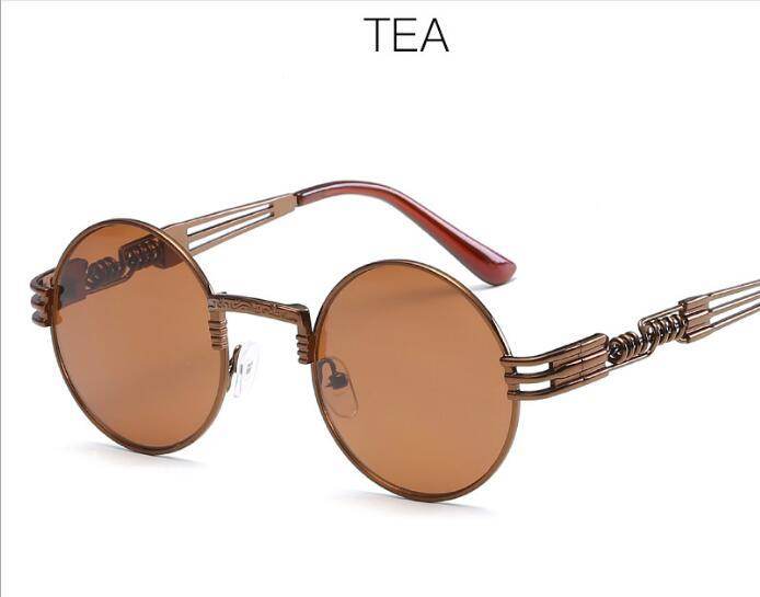 Gold Metal Fashion John Lennon Round Sunglasses Steampunk Sunglasses Mens Womens Retro Vintage Coating Mirrored Eyewear Shades - Mubimart