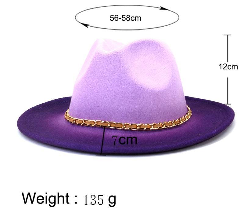 Painted Woolen Fedora British Ladies Broad-brimmed Hat - Mubimart
