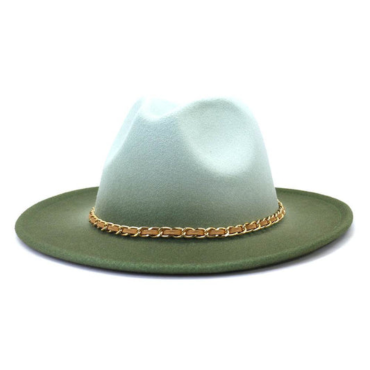 Painted Woolen Fedora British Ladies Broad-brimmed Hat - Mubimart