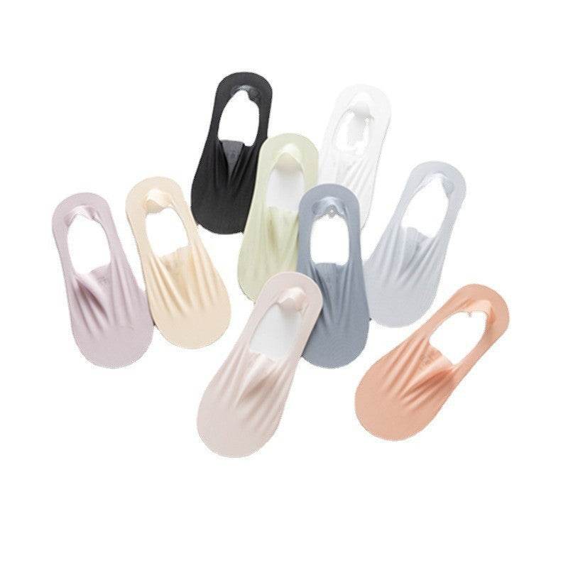 Ice Silk Low Top Socks Cotton Bottom Invisible Thin Silicone Non-slip Tight - Mubimart