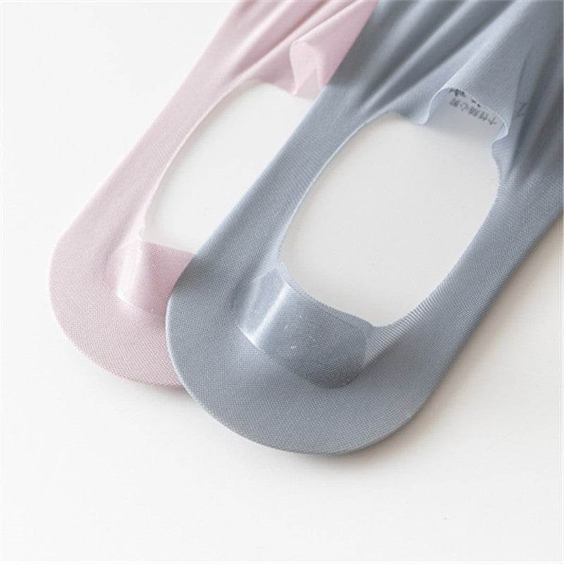 Ice Silk Low Top Socks Cotton Bottom Invisible Thin Silicone Non-slip Tight - Mubimart