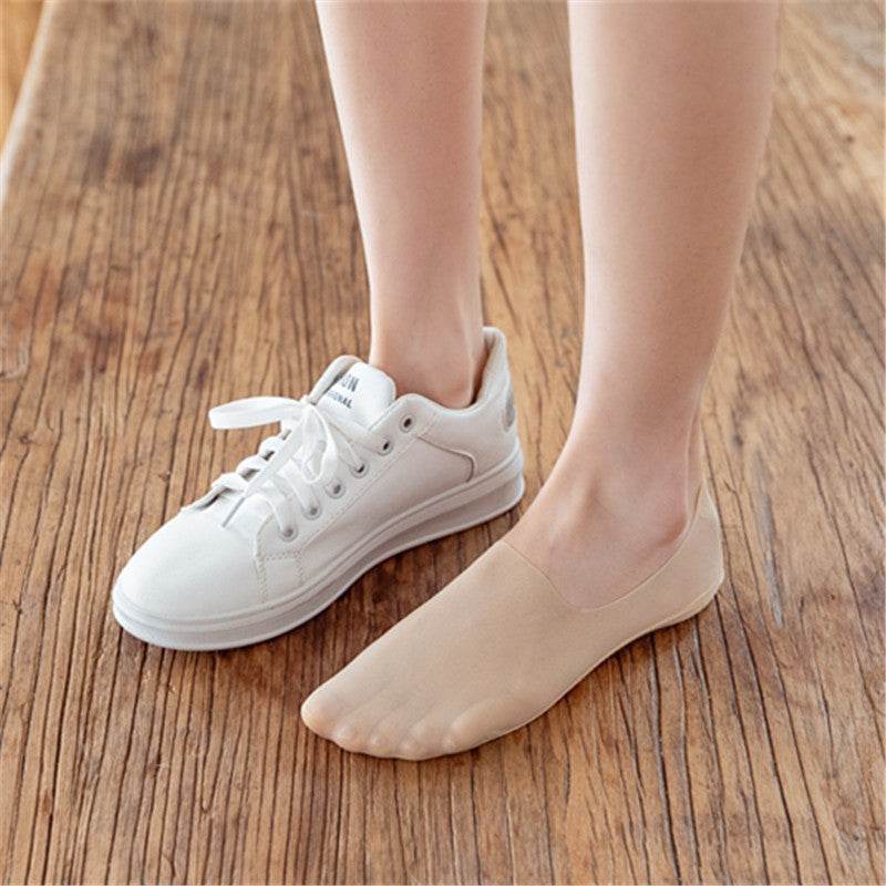 Ice Silk Low Top Socks Cotton Bottom Invisible Thin Silicone Non-slip Tight - Mubimart