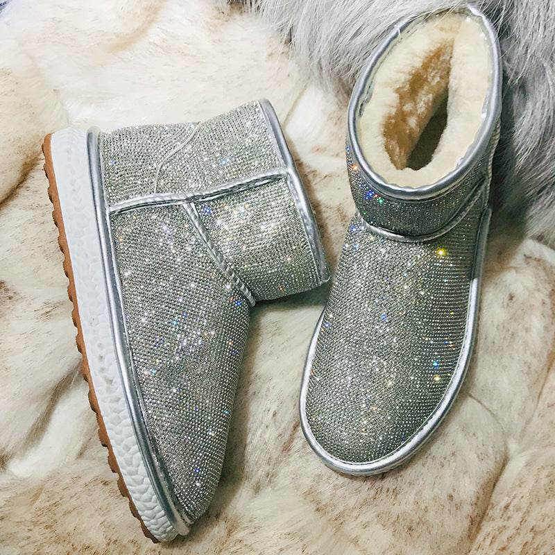 Rhinestone snow boots - Mubimart
