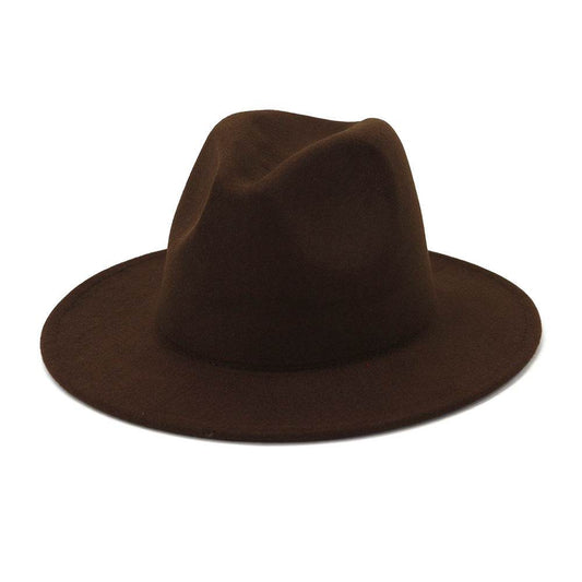 Double-sided Color Matching Flat Brim Fedora Hat - Mubimart