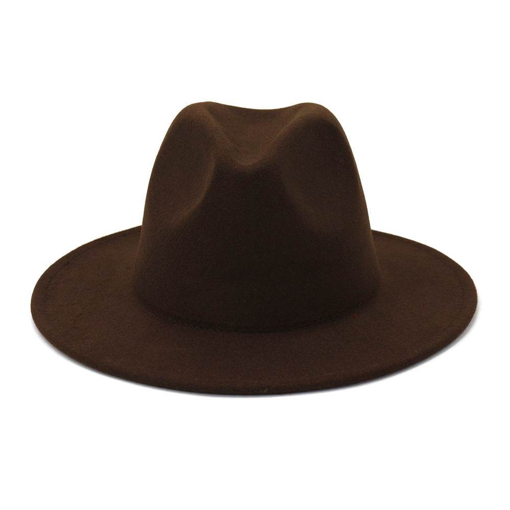 Double-sided Color Matching Flat Brim Fedora Hat - Mubimart