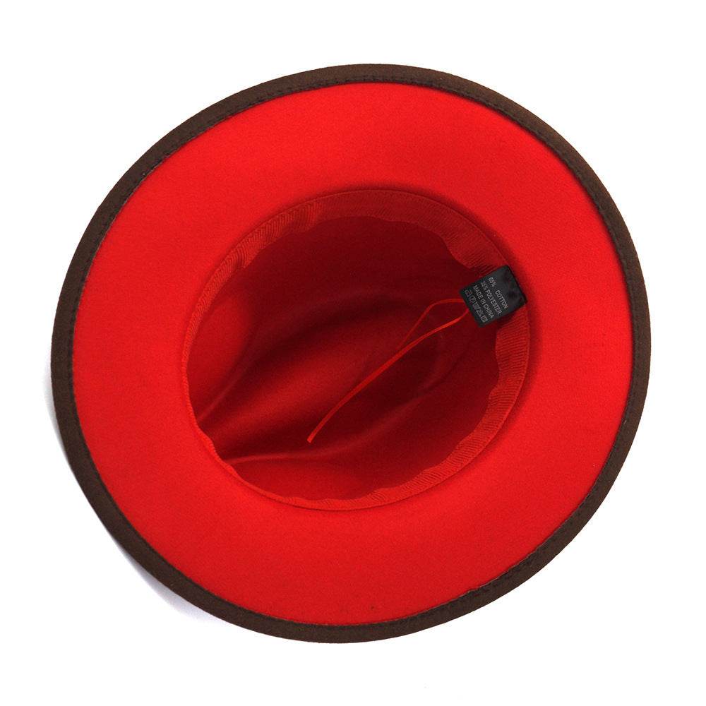 Double-sided Color Matching Flat Brim Fedora Hat - Mubimart