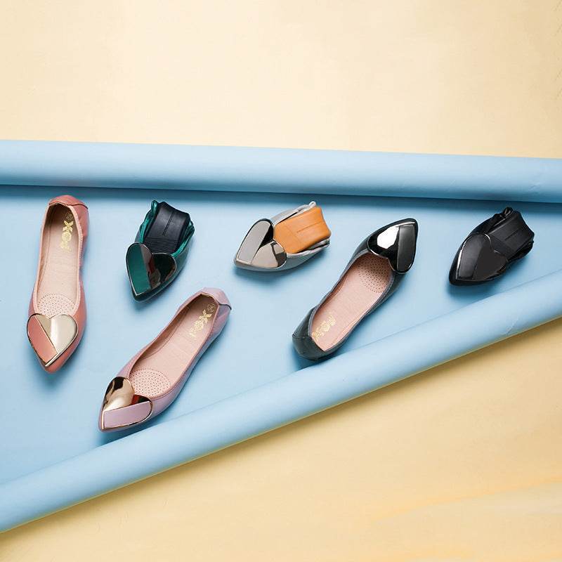 Women's flat shoes pointed toe soft egg roll shoes - Mubimart