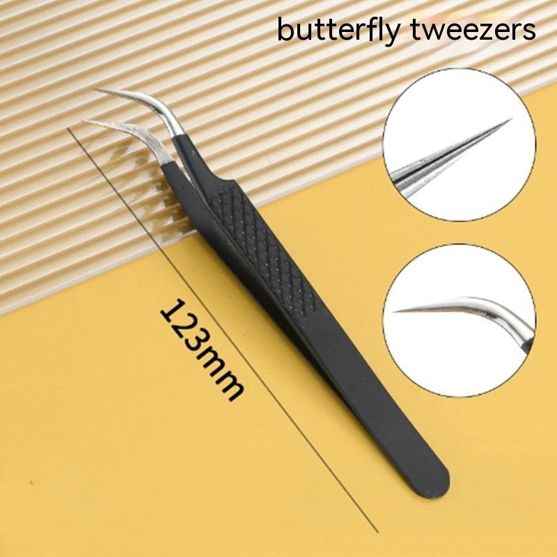 Stainless Steel Tweezers High Density Beauty Flowering Grafting False Eyelash Tweezers - Mubimart