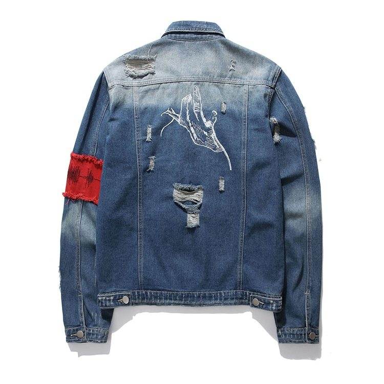 Denim jacket embroidery denim - Mubimart