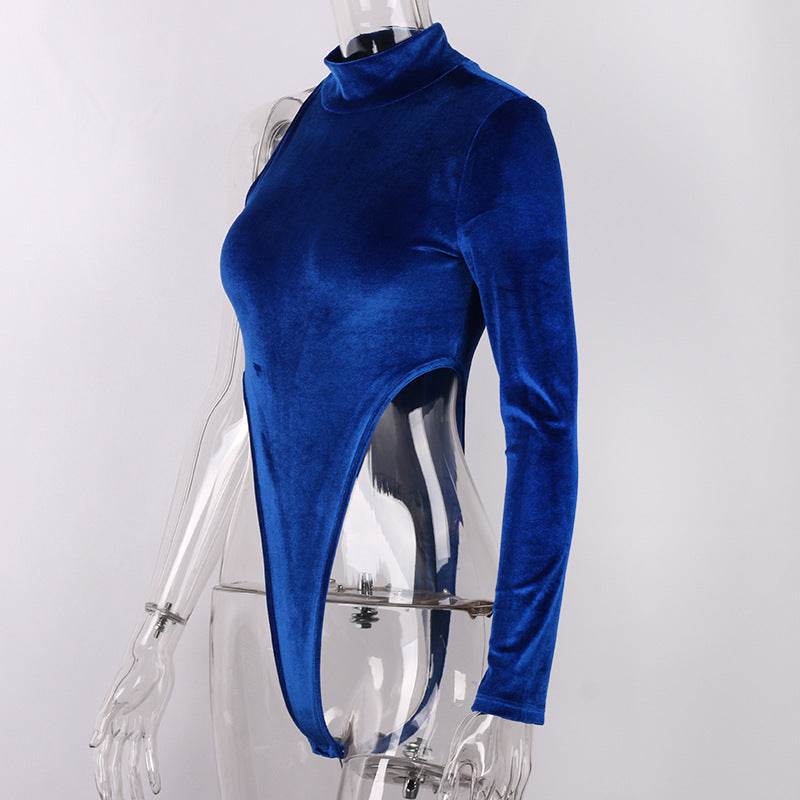 Turtleneck Velvet Bodysuit - Mubimart