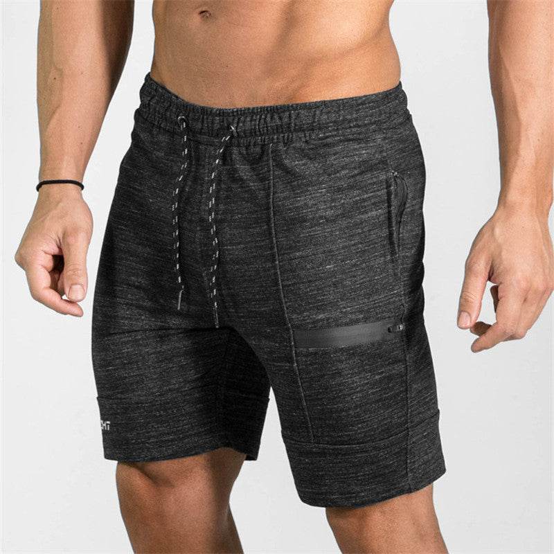 Summer Men's Gyms Shorts Bodybuilding Clothing Men Fitness Zipper Pathwork Workout Cotton Shorts - Mubimart