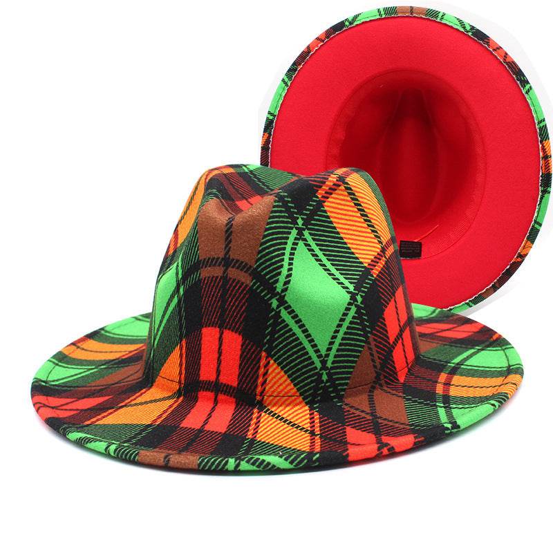 Men's And Women's Double-sided Color Matching Woolen Fedora Hat - Mubimart
