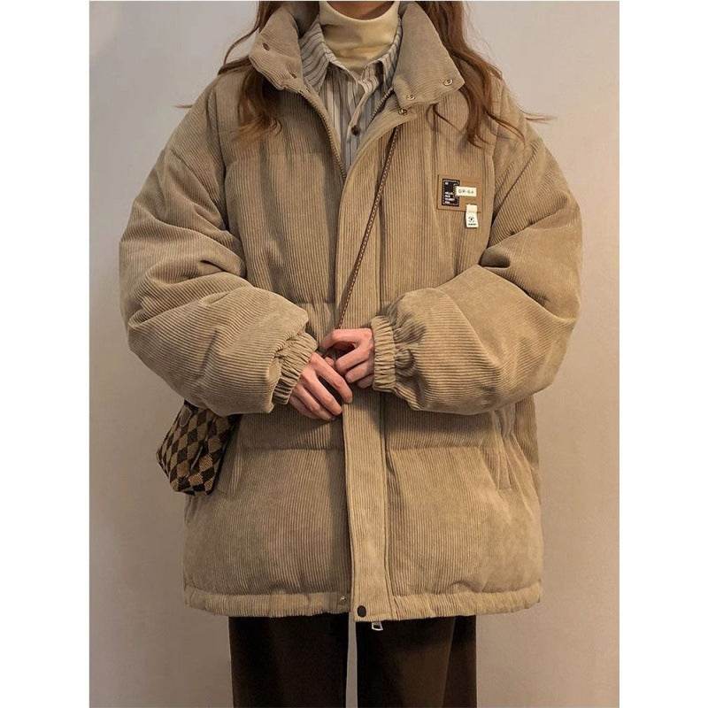 Corduroy Cotton-padded Coat For Men And Women Winter Thickened French Coat - Mubimart