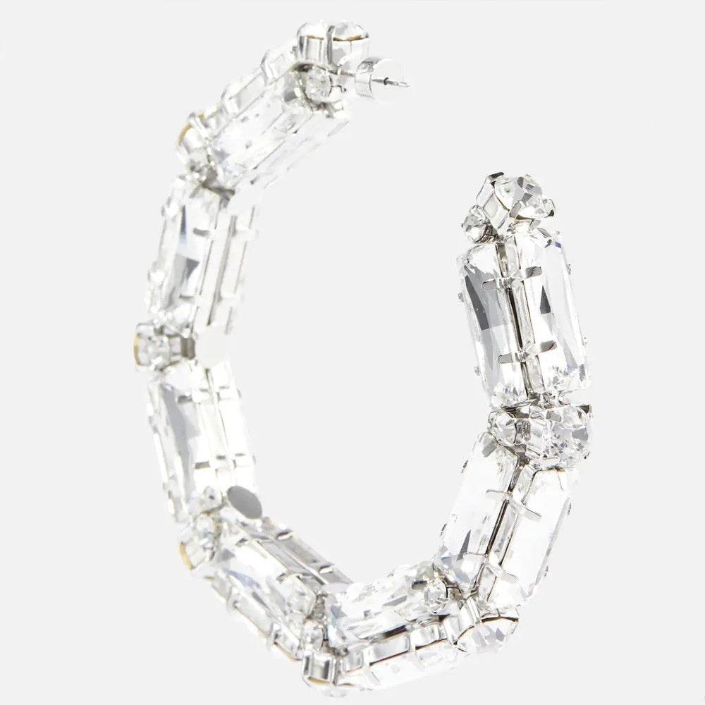 Rhinestone Earrings Personalized Fashion Hoop Exaggerated Earrings Versatile Accessories For Women - Mubimart