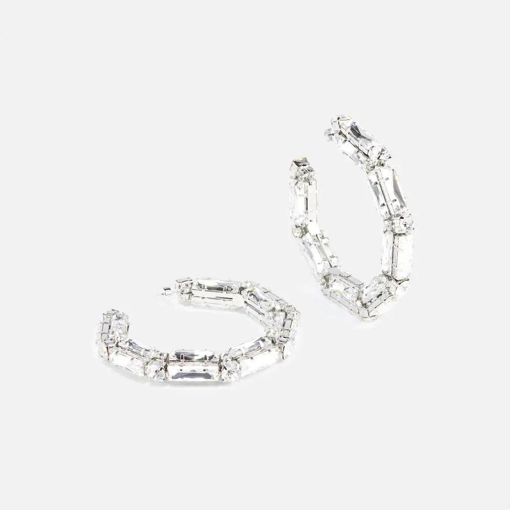 Rhinestone Earrings Personalized Fashion Hoop Exaggerated Earrings Versatile Accessories For Women - Mubimart