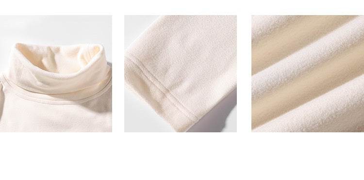 Hong Kong Style White Bottom Plus Size Dralon Turtleneck Bottoming Shirt - Mubimart