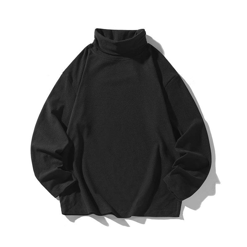 Hong Kong Style White Bottom Plus Size Dralon Turtleneck Bottoming Shirt - Mubimart