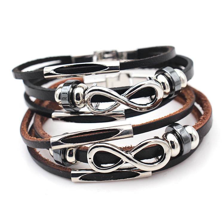 Leather Leather Bracelet Bracelet For men Figure 8 - Mubimart