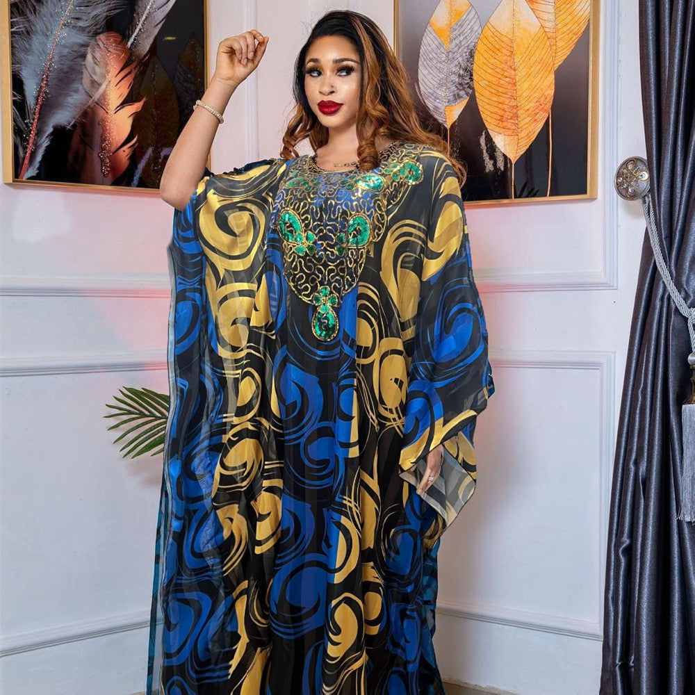 Fashion Printed Robe Dress Women - Mubimart -  