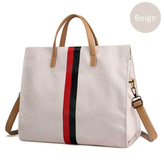 Canvas Ladies Work Bag Women Tote Hand Bag Shoulder Bag for Women Fashion Lady Shopping Canvas Stripe Tote Bags Female Handbags - Mubimart