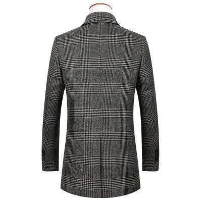 Trench coat plaid coat - Mubimart