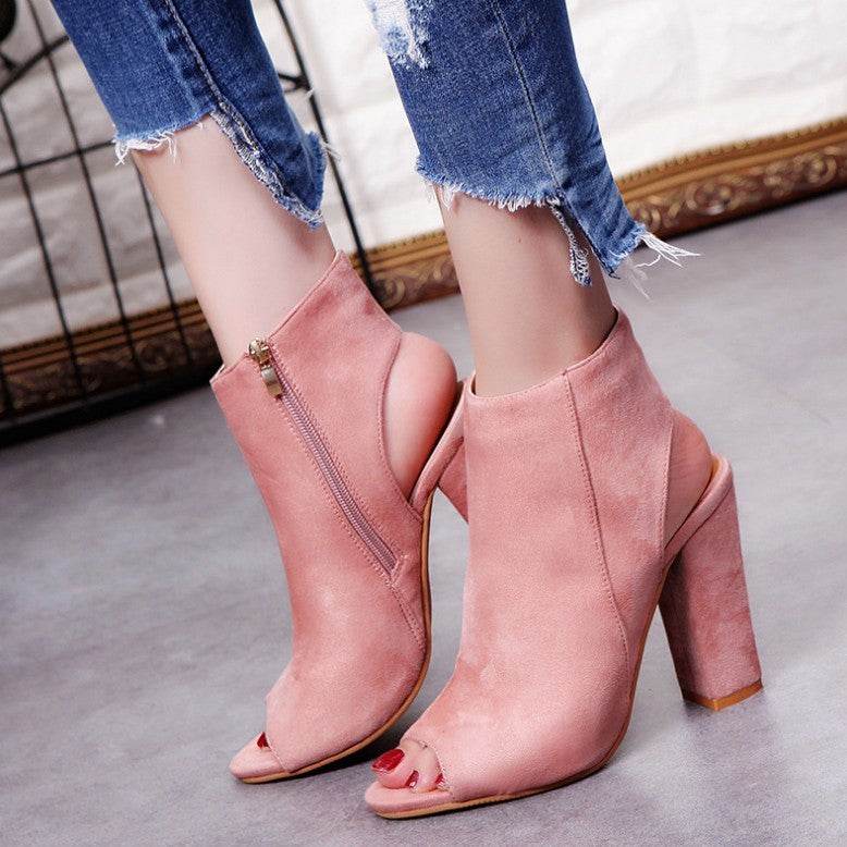 High Heel Chunky Fishbill Booties - Mubimart