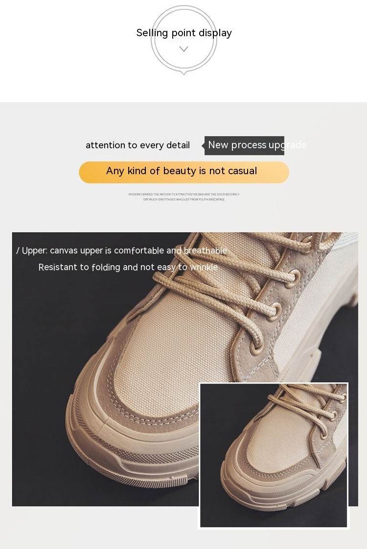 Martin Boots Female Student All-matching Knight Short High-top Booties Chic Canvas Shoes - Mubimart