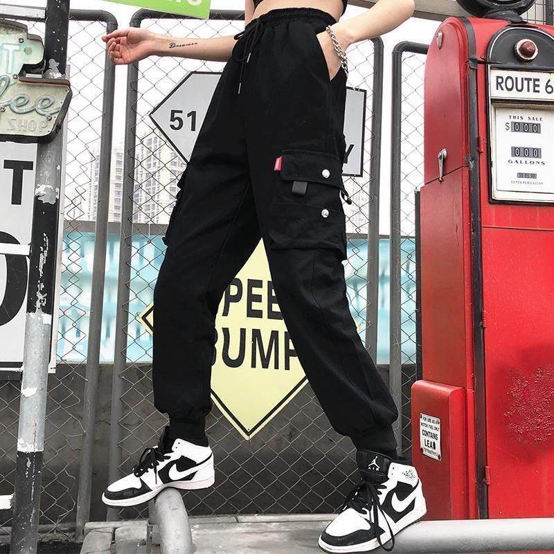 Oversized Cargo Pants Men And Women Ankle Banded Slacks High Waist Loose And Slimming - Mubimart