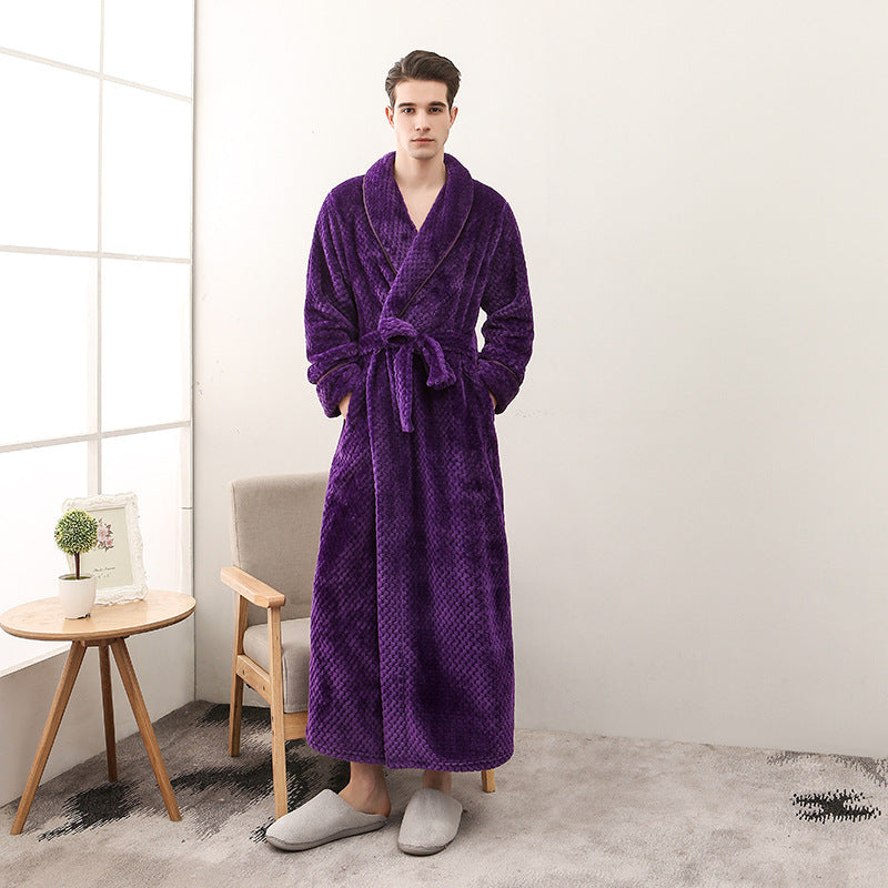 Winter Women Night Gown Couple Robe Men Bathrobe - Mubimart -  