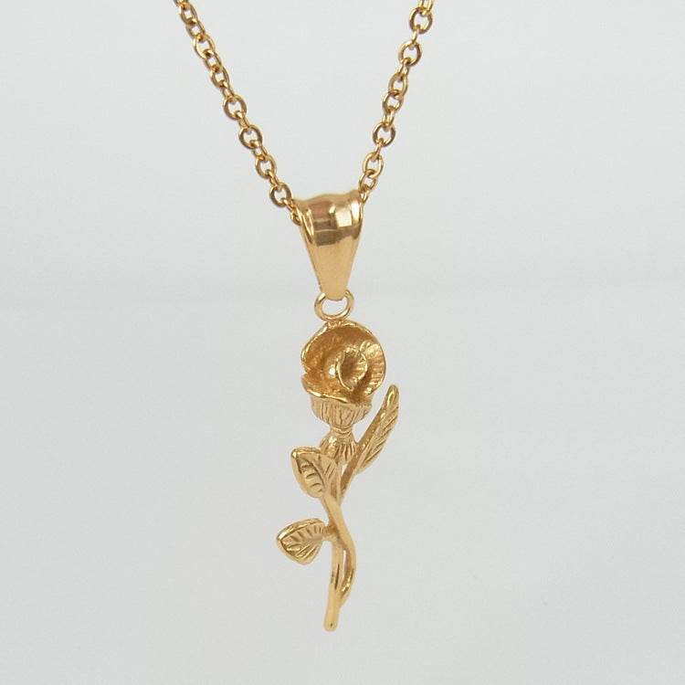 Stainless Steel Gold Roses Necklace For Men New Fashion Gold Cross Pendent With Chain Necklace Jewelry Men Necklace - Mubimart