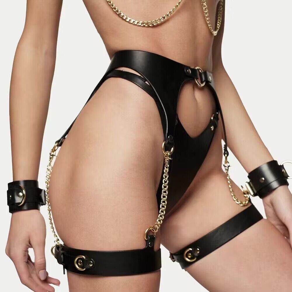 Personality Shapewear Leather Underwear Suit - Mubimart