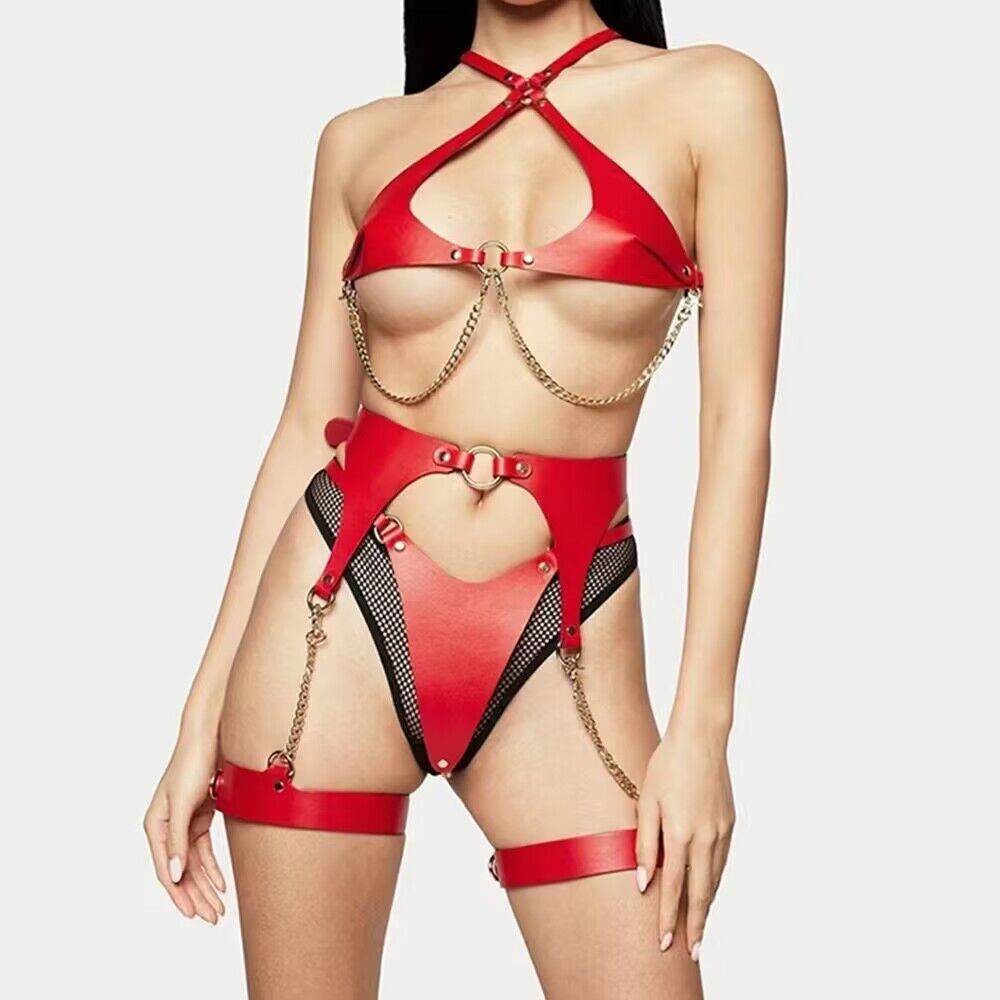 Personality Shapewear Leather Underwear Suit - Mubimart