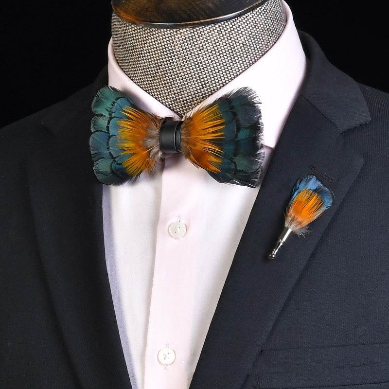 Men's Personalized Feather Bow Tie - Mubimart