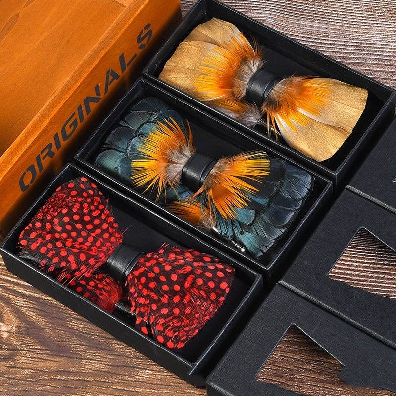 Men's Personalized Feather Bow Tie - Mubimart