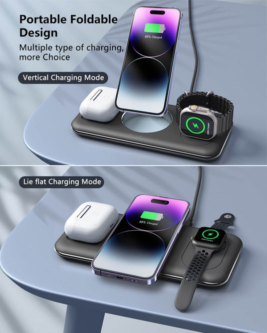 Folding Magnetic Wireless Charger Charger Desktop Bracket - Mubimart