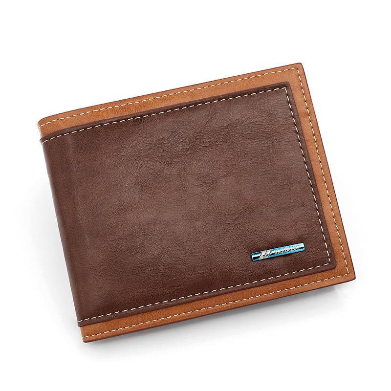 Fashion Simple Men's Stitching Short Wallet - Mubimart