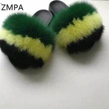 Fox fur slippers flip flops - Mubimart