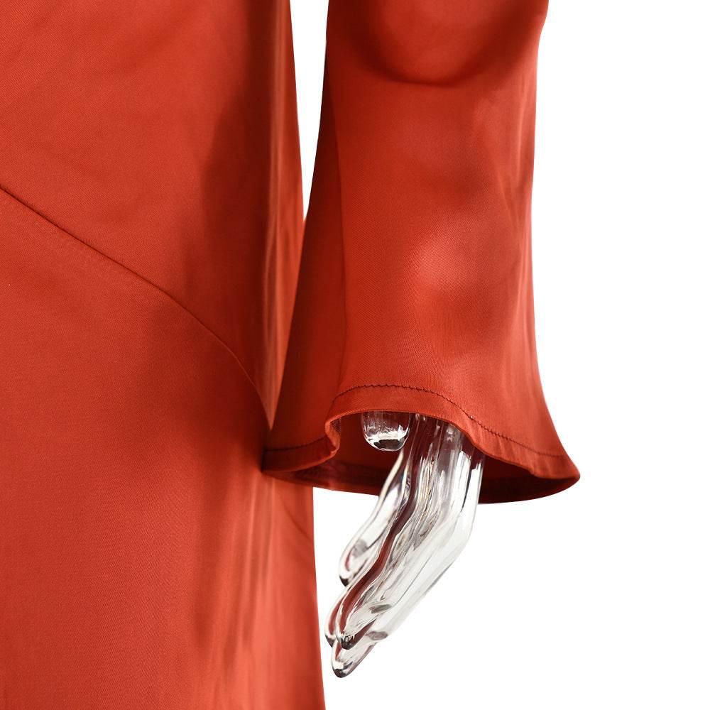 Trendy Long-sleeve Stitching Satin Formal Dress - Mubimart