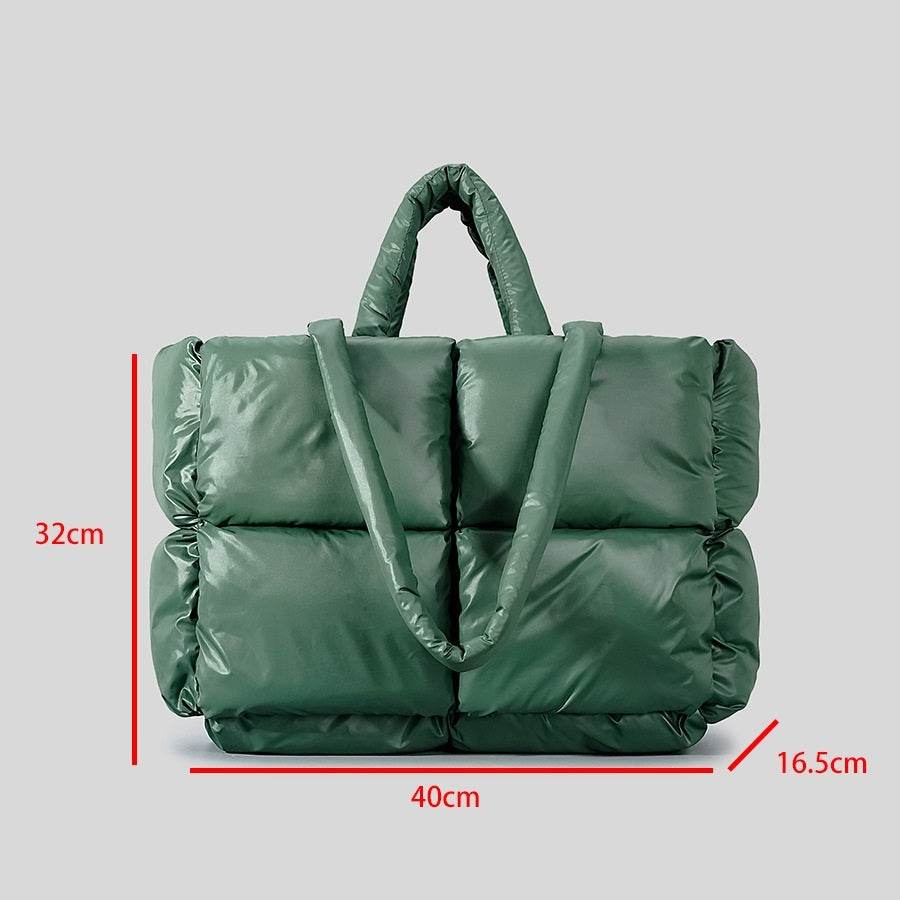 Simple Thickened Shoulder Crossbody New Plus Size Down Cotton Handbag For Women - Mubimart
