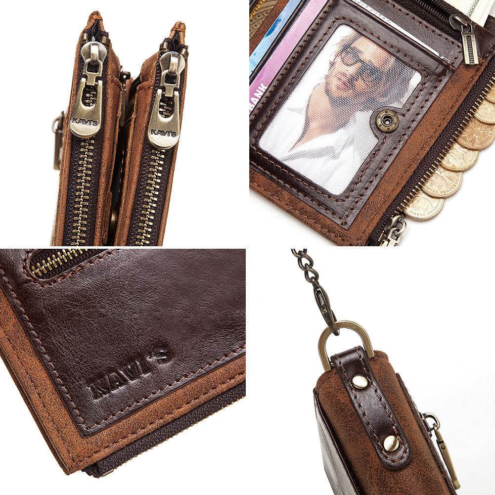 Men's Wallet Anti-theft Swiping RFID Leather Wallet Multifunctional - Mubimart
