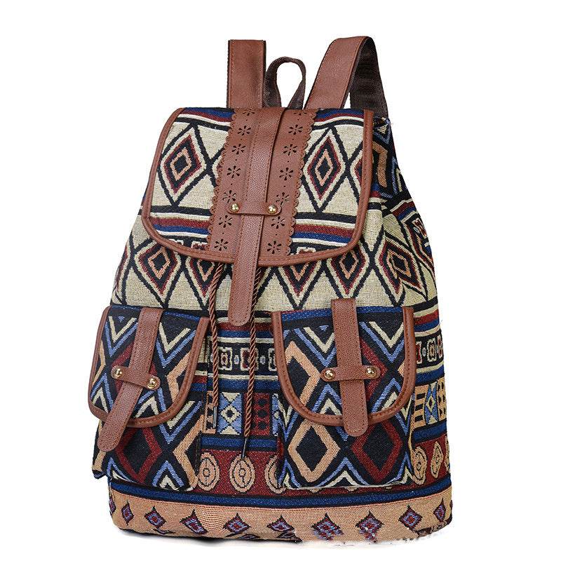 Ethnic style backpack women bag - Mubimart
