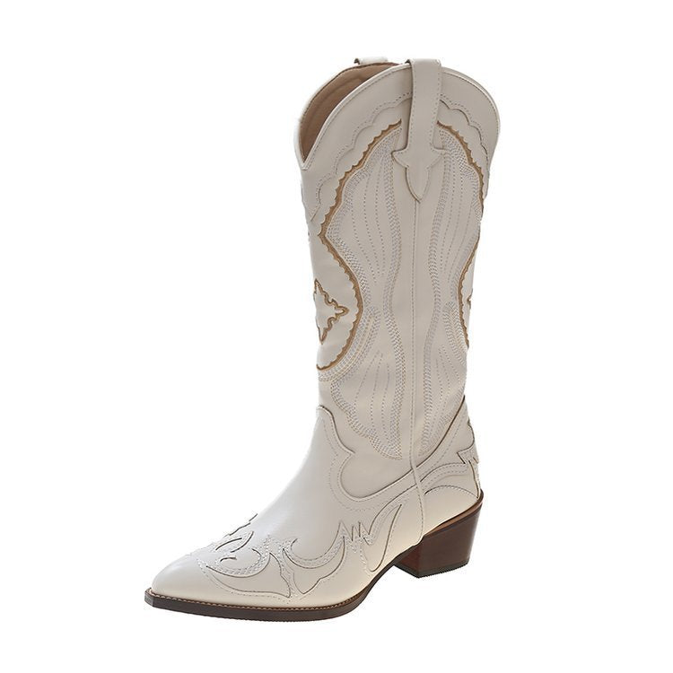 Neu Plus Größe Spitzen Stickerei Western Cowboy Boot Frauen