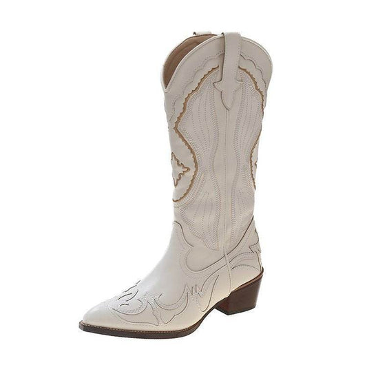 New Plus Size Pointed Embroidery Western Cowboy Boot Women - Mubimart