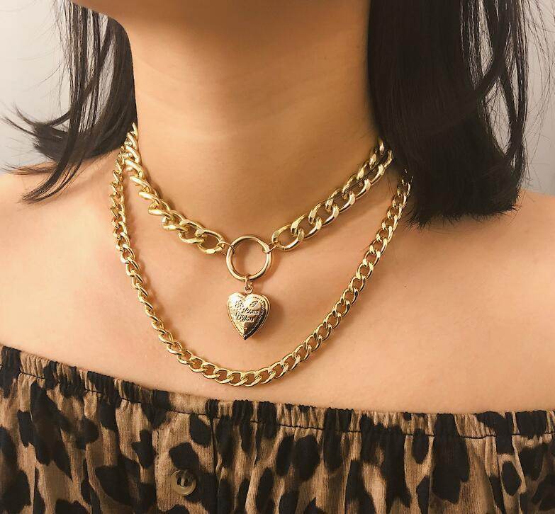 Metal Heart Choker Necklace For Women - Mubimart